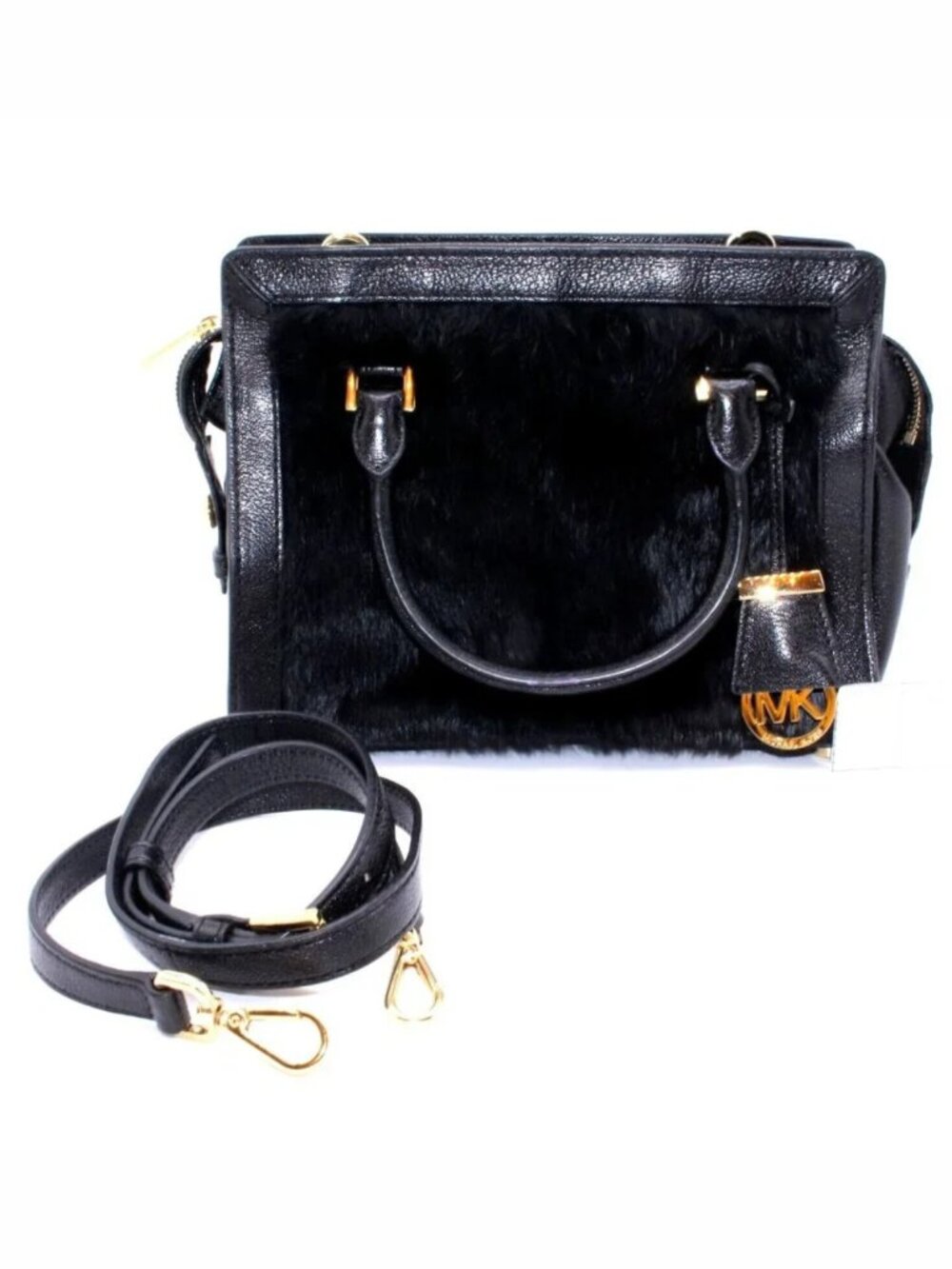 Michael Kors SATCHEL Rabbit Fur/ Calf Leather Shoulder Bag Purse